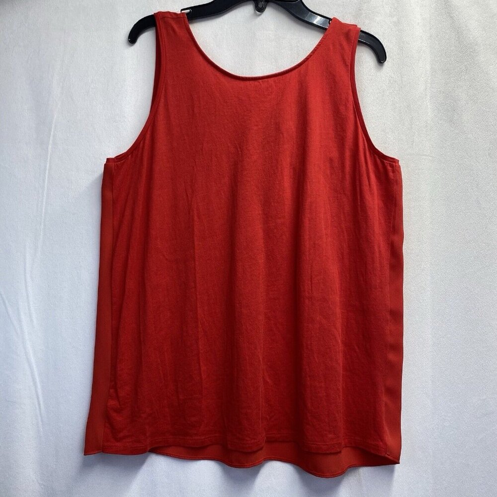 LOFT Sleeveless Round Neck Tank Top Women Medium Red Semi-Sheer Keyhole Back